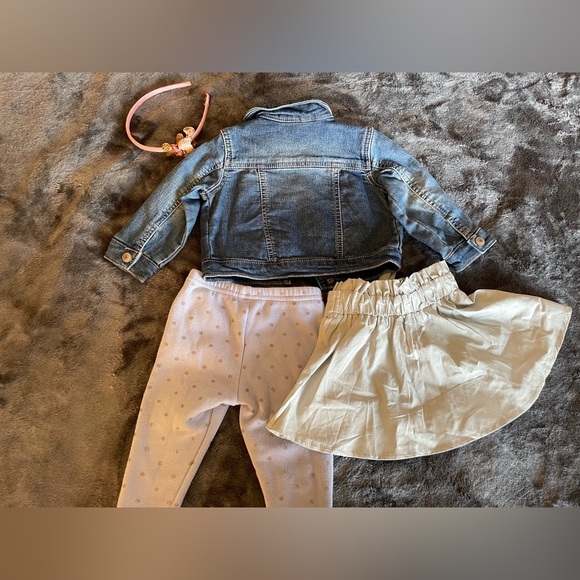 Bundle of Jean jacket, skirt and warm leggings and headband size 6-12 months - Picture 7 of 8